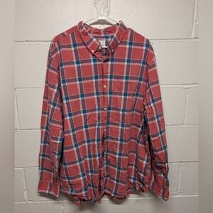 American Eagle Outfitters Men's Red Blue Plaid Button Down Cotton Shirt XXXL